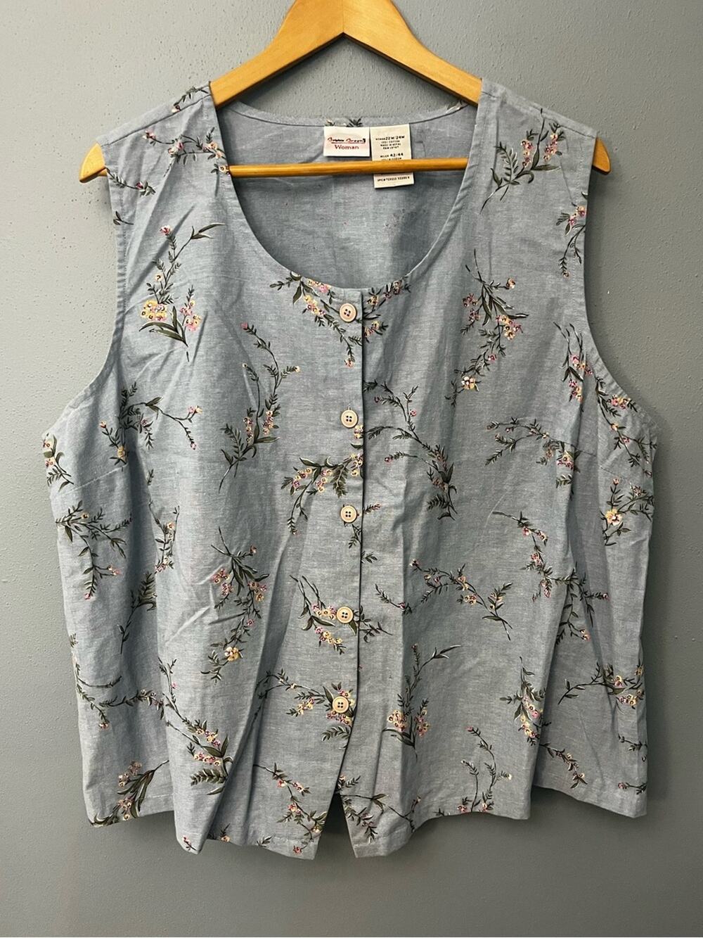 Vintage Bobbie Brooks Button Front Sleeveless Blouse